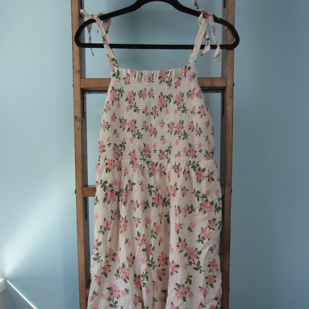 Draper James Taylor Smocked Dress in Magnolia White Size S